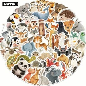 50 Cute Baby Animal Stickers Kids Craft Fun